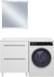 Misty Мебель для ванной Байкал 130 L под стиральную машину белая – фотография-1